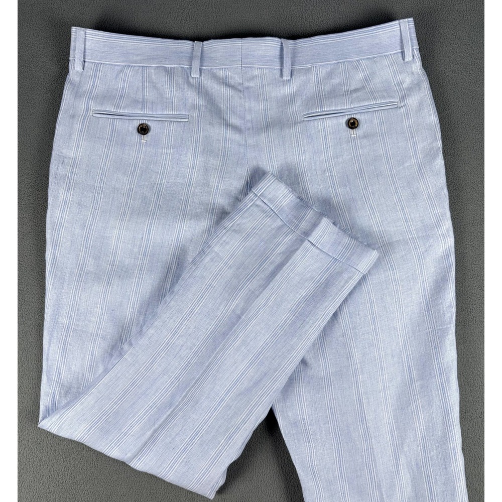 Murano Pants Slacks Mens 36x30 Blue Baird McNutt Linen Alex Cuffed Old Money